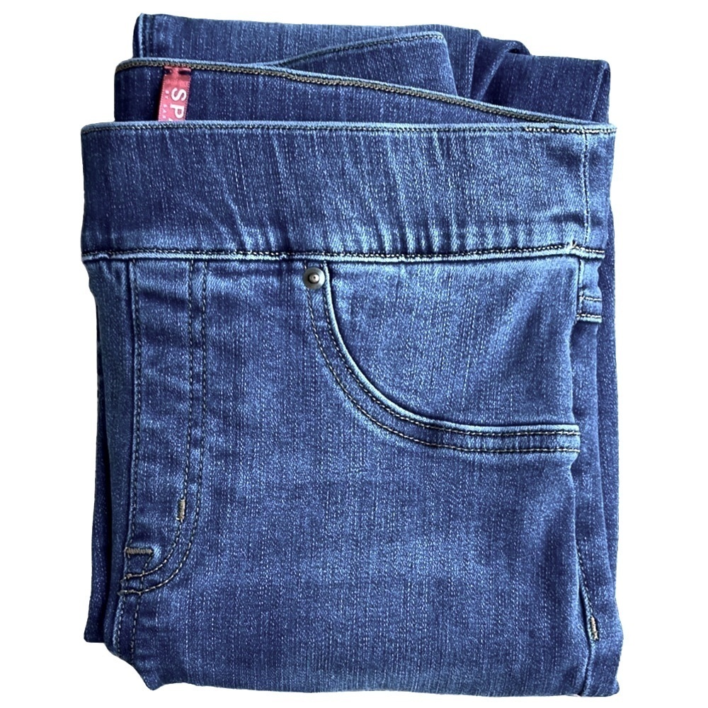 Spanx Distressed Pull On Stretch Denim Legging Jeans Medium Wash Size Small - Picture 13 of 15